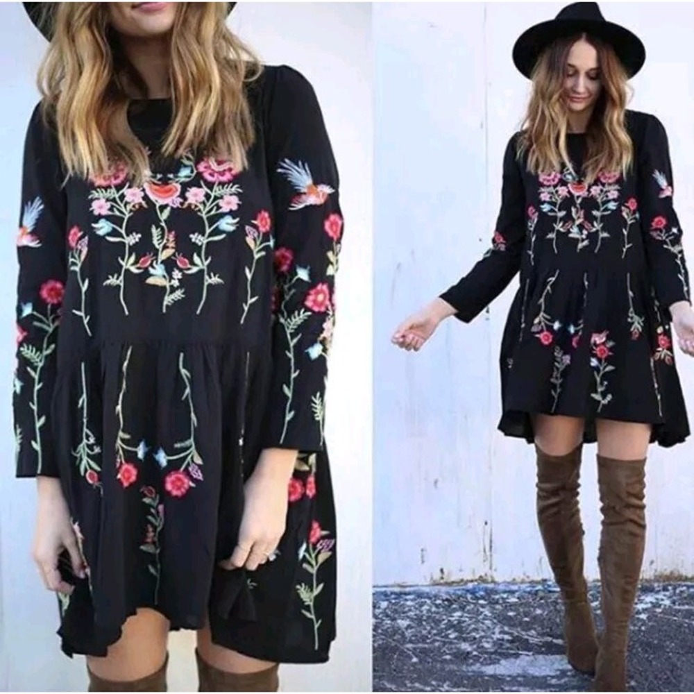 Embroidered Boho Dress By Chicwish SZ L NEW!